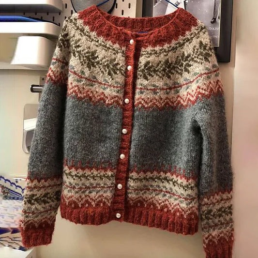 Abigail - cómodo suéter con botones en jacquard vintage de fel Island