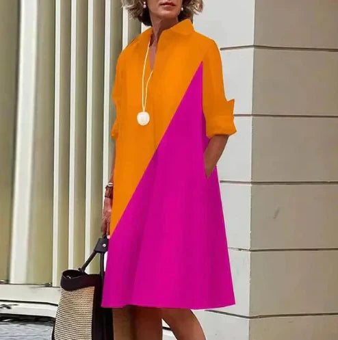 Vestido camisero de color liso para mujer