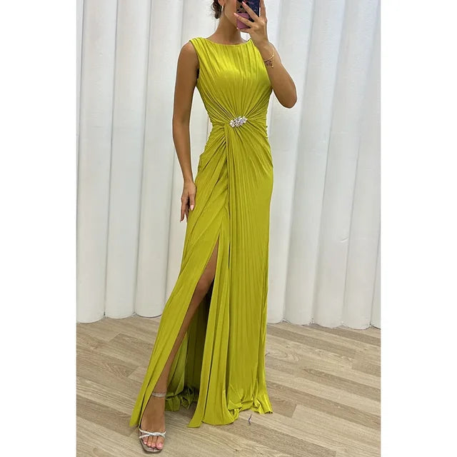 Maxi vestido de noche amarillo-verde - valentina